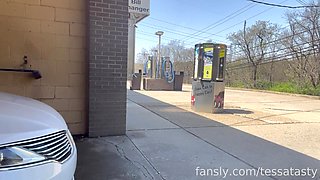 Black BBW Oiled IN PUBLIC