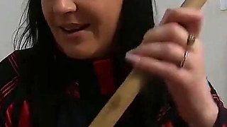 Nympho Maid Masturbates with Broom & Mop While Cleaning an Abandoned House