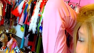 Blonde babe shows her big boobs in public
