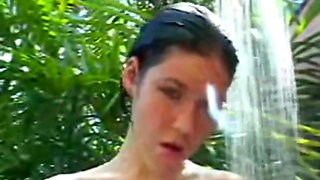 Cute Teen Allie Shower Pussy Masturbation Outdoors