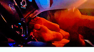 My Neighbors Hot Redhead Wife Sneaks Out to My Truck Again for Some Awesome Foot Job Action.