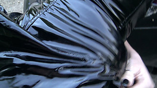 latex bitch fucked on the side of the road and pumped full