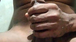 Bengali Young Black Bull Masterbet Alone in Bathroom