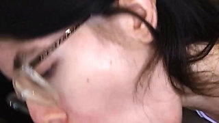 Girl Loves to Play with the Cock, Sucking It Passionately Until She Fills Her Mouth with Hot Cum