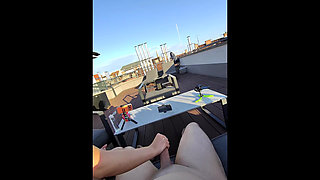 Incredibly Hot and Intense Open Air Sloppy Handjob with Oil and Balls Massage From a Real Amateur College Girl with Lots of Cum