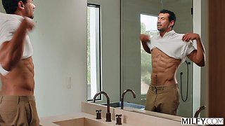Flexible dance instructor worships his cock