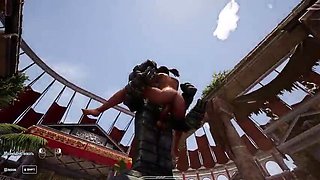 Huge Stone Penis Statue Surprises Lara Croft - 3D Hentai Blowjob & Giant Cumshot