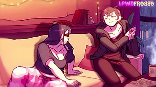 Kazuma gets busy on a rainy day with some wild cartoon fun