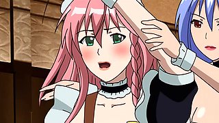 Kinky dude loves to fuck some busty maids in his office hentai