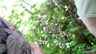 German Teen Mia Adler Green Eyes Outdoor POV Fuck Stranger Doggystyle Cum in Mouth